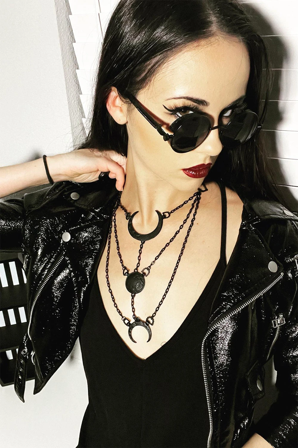 Long Moon Phases Necklace Restyle Long Moon Phases Necklace -vampirefreaks shop