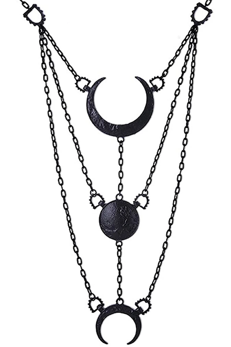 Long Moon Phases Necklace Restyle Long Moon Phases Necklace -vampirefreaks shop