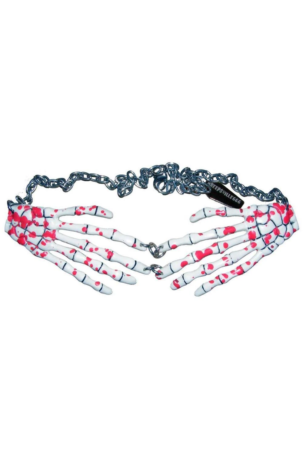 Bloody Skeleton Bone Hand Necklace Kreepsville Bloody Skeleton Bone Hand Necklace -vampirefreaks shop