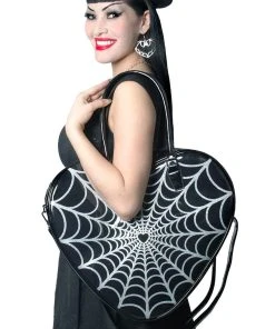 Kreepsville Spiderweb Sparkle Heart Bag