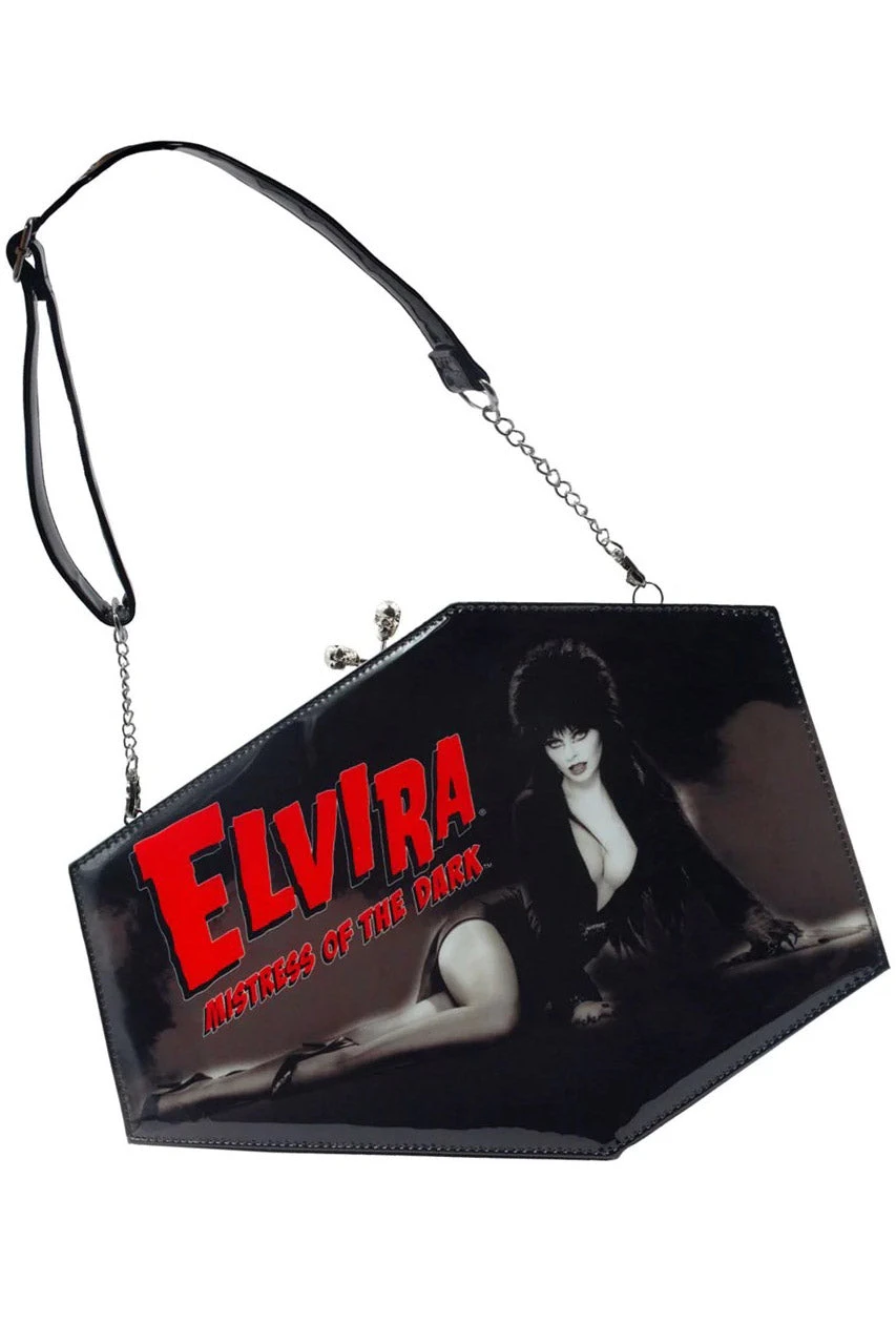 Kreepsville Elvira Skull Kiss Lock Deluxe Coffin Handbag