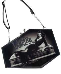Kreepsville Vampira Skull Kiss Lock Deluxe Coffin Handbag