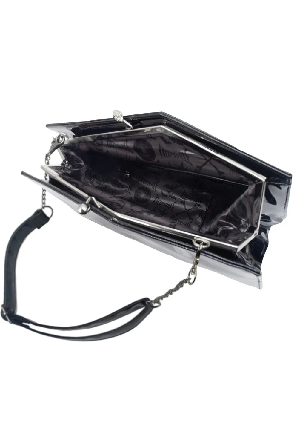 Kreepsville Elvira Skull Kiss Lock Deluxe Coffin Handbag - Image 2