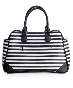 Banned Apparel I'm Creepy Striped Bag [BLACK/WHITE] -vampirefreaks shop Beetlejuice Purse 1000x