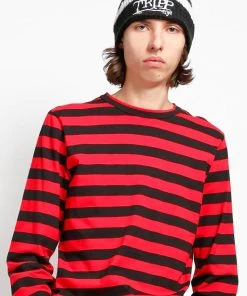 Tripp NYC Stripe Beanie [WHITE/BLACK] -vampirefreaks shop Black and White Beanie Hat 1000x