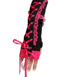 Tripp NYC Tripp Lolita Lace And Chain Arm Warmers [Black/Pink]