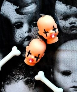 Tentacle Vomit Beheaded Baby Doll Head Earrings