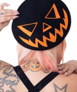 Kreepsville Trick Or Treat Pumpkin Black Beret