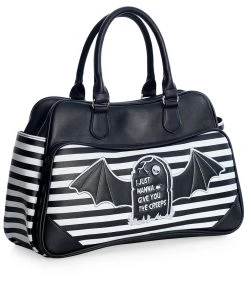 Banned Apparel I'm Creepy Striped Bag [BLACK/WHITE] -vampirefreaks shop Lydia Deetz Purse 1000x