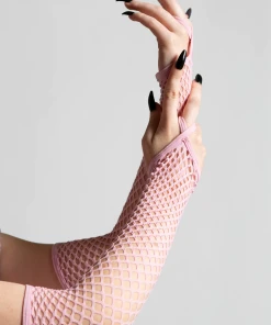 Killstar Possess Me Fishnet Gloves [PASTEL PINK]