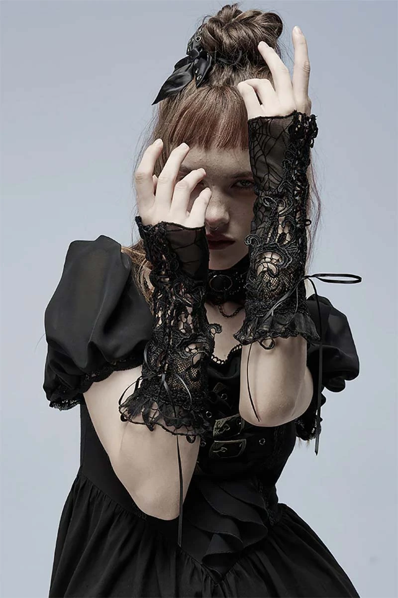 Punk Rave Spider Byte Goth Gloves - Image 2