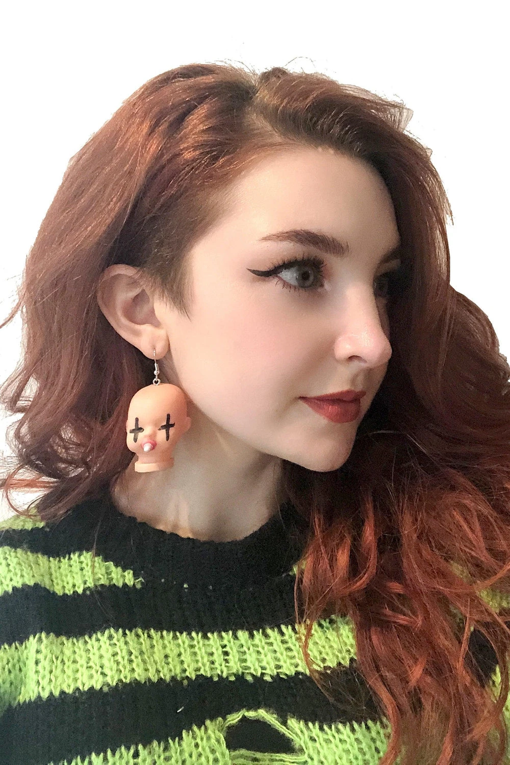 Tentacle Vomit Beheaded Baby Doll Head Earrings - Image 3