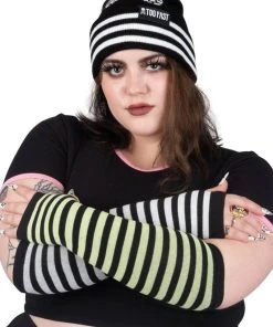 Too Fast Green & White Striped Knit Arm Warmers 3 Too Fast Green & White Striped Knit Arm Warmers -vampirefreaks shop arm warmers knit green and white stripes 891505 1100xcopy 1000x