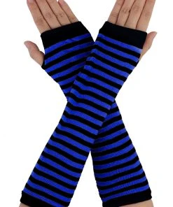VampireFreaks Emo Striped Arm Warmers [Black/Blue]