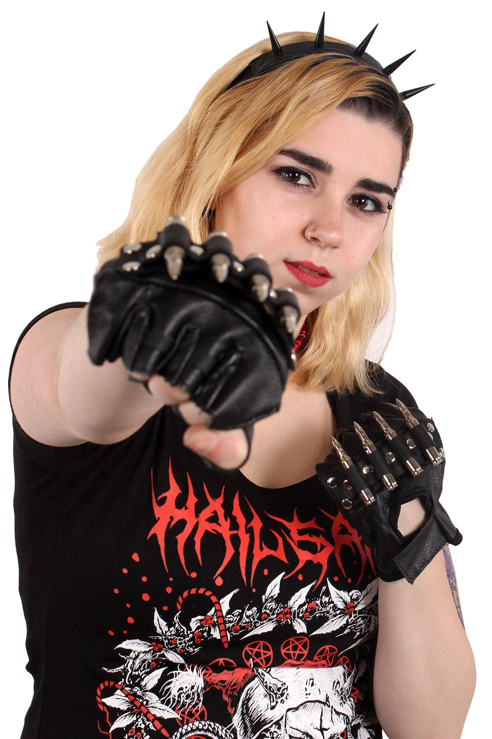 Fight the Machine Fingerless Gloves Funk Plus Fight The Machine Fingerless Gloves -vampirefreaks shop bullet gloves