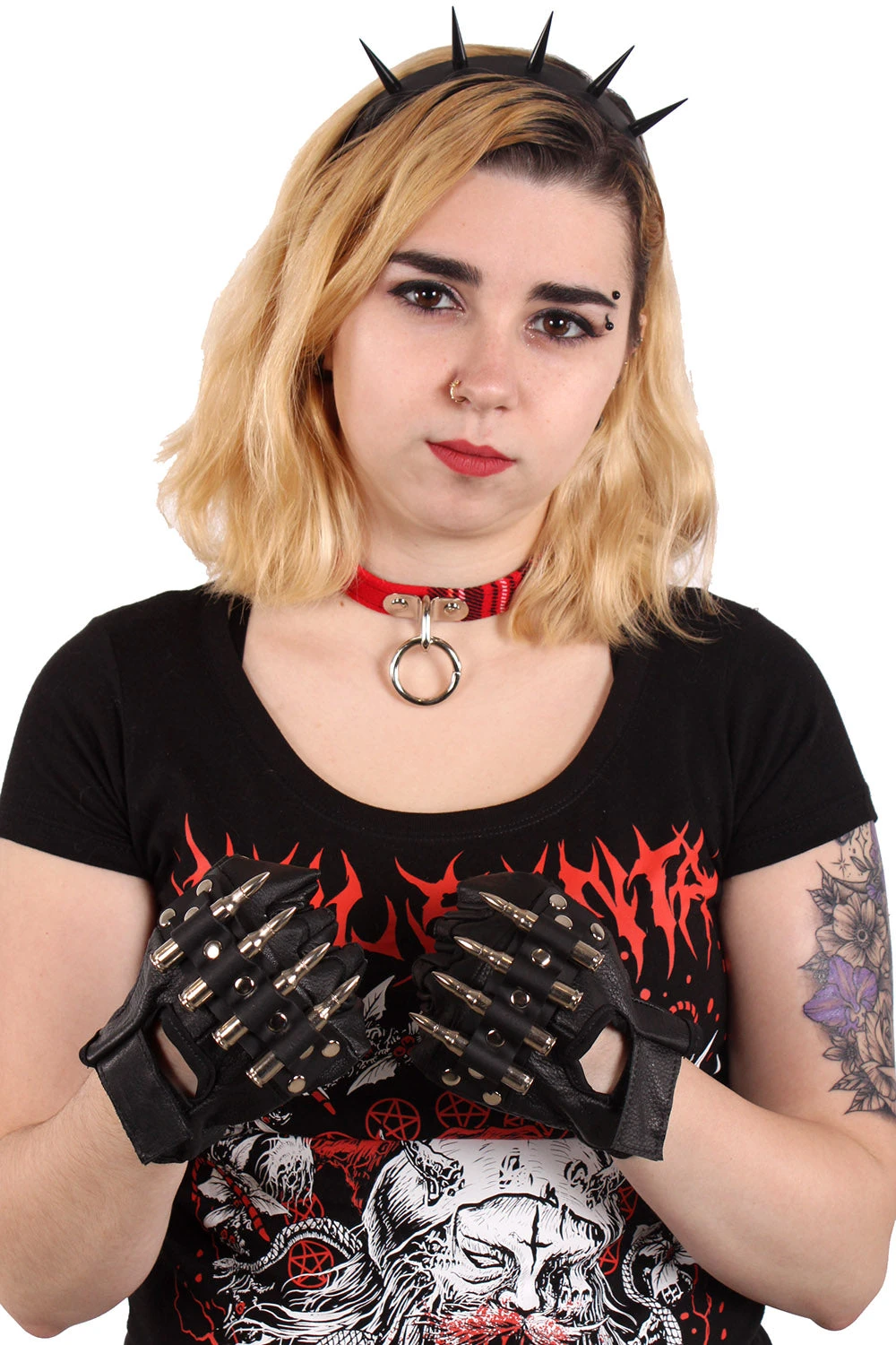 Fight the Machine Fingerless Gloves Funk Plus Fight The Machine Fingerless Gloves -vampirefreaks shop bullet gloves