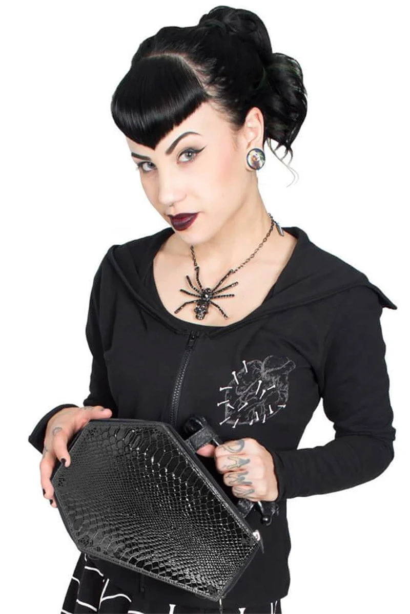 Kreepsville Skull Stud Croc Coffin Purse - Image 4