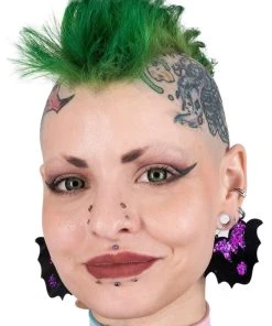 Too Fast Purple Heart Bat Hoop Earrings -vampirefreaks shop dgdfgdfgdf 1000x