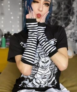 VampireFreaks Emo Striped Arm Warmers [Black/White]