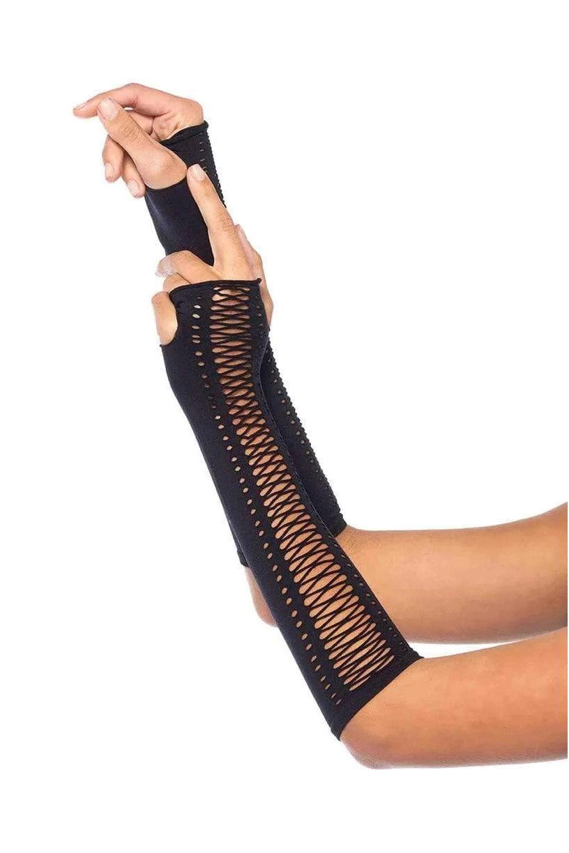 Soulless Faux Lace-Up Gloves Leg Avenue Soulless Faux Lace-Up Gloves -vampirefreaks shop