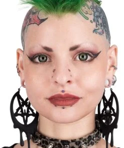 Too Fast Drippy Metal Pentagram Hoop Earrings -vampirefreaks shop ffsrfewrerew 1000x
