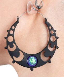 Too Fast Phases Of The Moon Gem Hoop Earrings