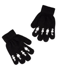Too Fast Dead Girl Finger Tattoo Winter Knit Gloves