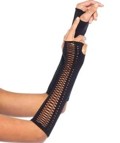Leg Avenue Soulless Faux Lace-Up Gloves