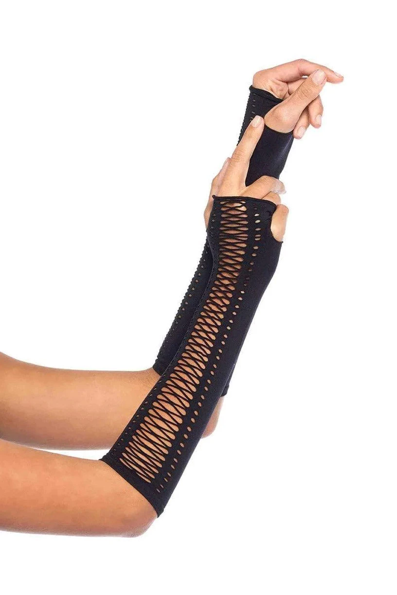 Soulless Faux Lace-Up Gloves Leg Avenue Soulless Faux Lace-Up Gloves -vampirefreaks shop