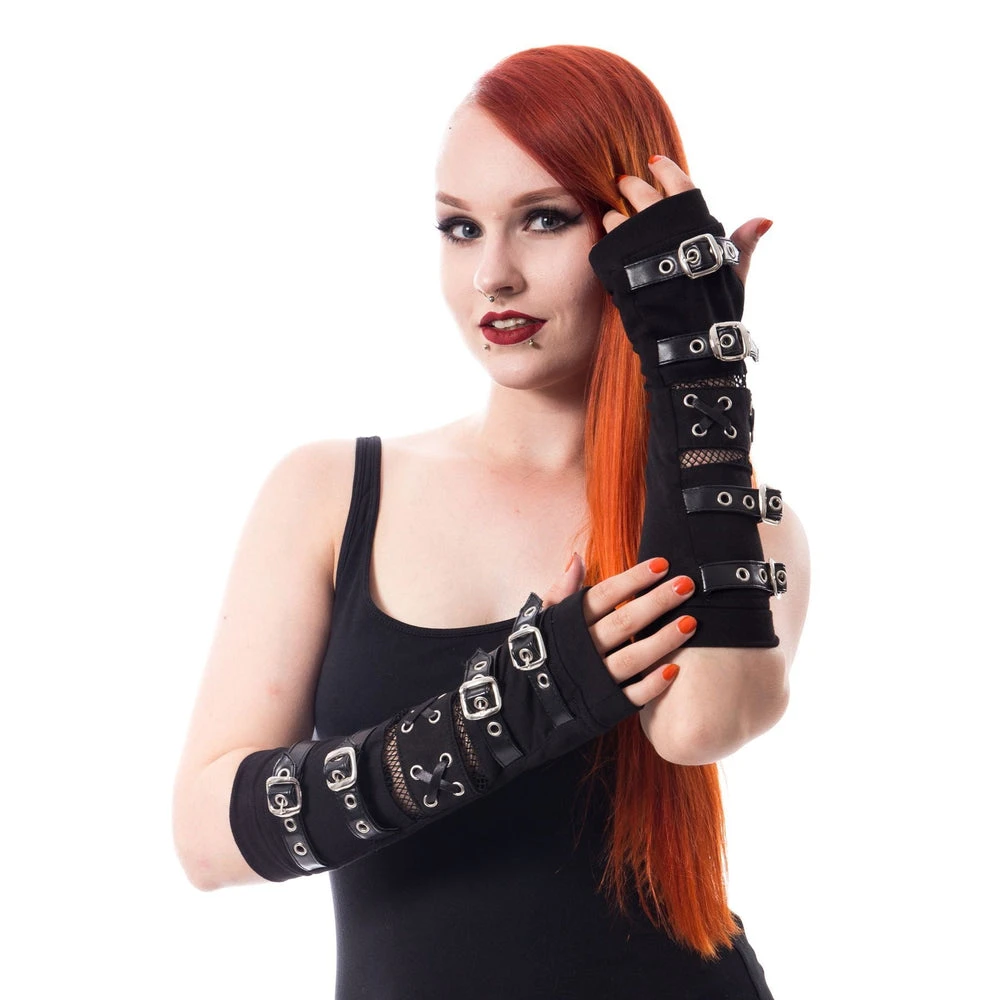 Riot Arm Warmers Poizen Industries Riot Arm Warmers -vampirefreaks shop riot armwarmer black poizen industries