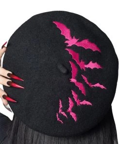 Kreepsville Bat Repeat Beret Hat [PINK]