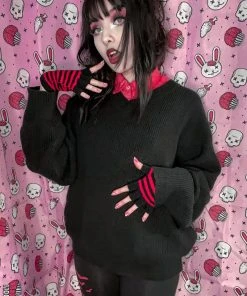 VampireFreaks Striped Fingerless Gloves [Multiple Colors Available] -vampirefreaks shop sks 96ca6baf 4e48 46fd b03b 1bbb5b2b665f 1000x