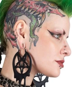 Too Fast Drippy Metal Pentagram Hoop Earrings -vampirefreaks shop toofkdsd 1000x