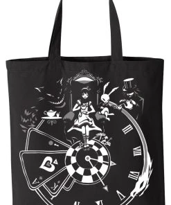 VampireFreaks Alice In Wonderland Clock Bag [Multiple Styles Available] -vampirefreaks shop tote bag resize 1000x