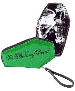 Rock Rebel We Belong Dead Frankenstein & Bride Glitter Coffin Wallet